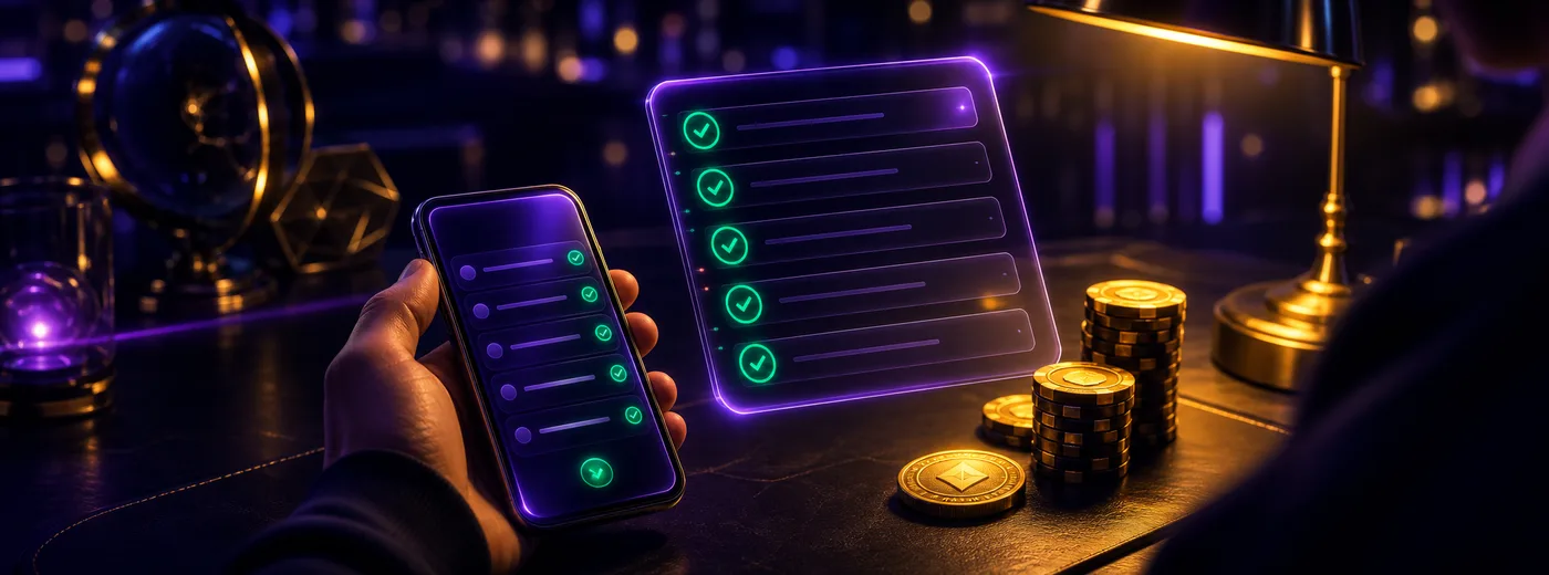 Spieler prüft die Bedingungen einer Aktion auf dem Smartphone-Bildschirm